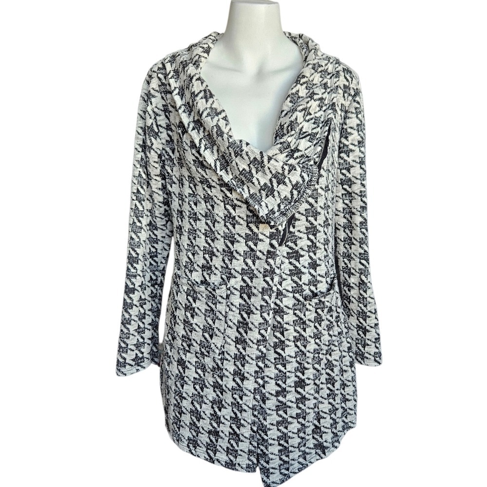Femme Fatale Womens Rare Find Asymmetrical Houndstooth Sweater Top‎ Sz Large